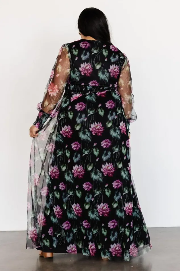 Women Layla Tulle Maxi Dress Black Multi Baltic Born Tulle Styles