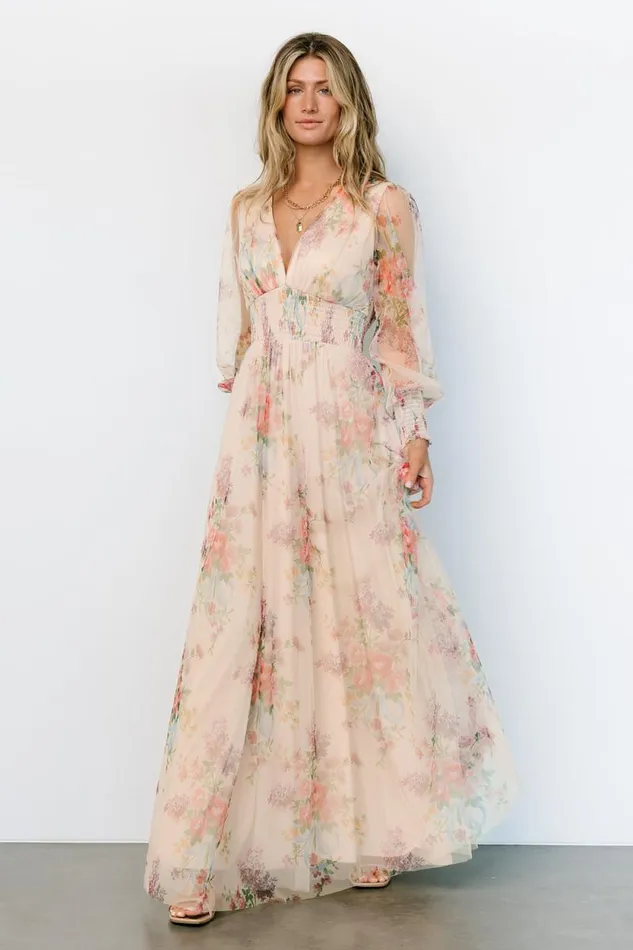 Women Layla Tulle Maxi Dress Romantic Floral Baltic Born Bump Friendly