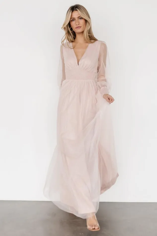 Women Layla Tulle Maxi Dress Shimmer Pink Baltic Born Tulle Styles
