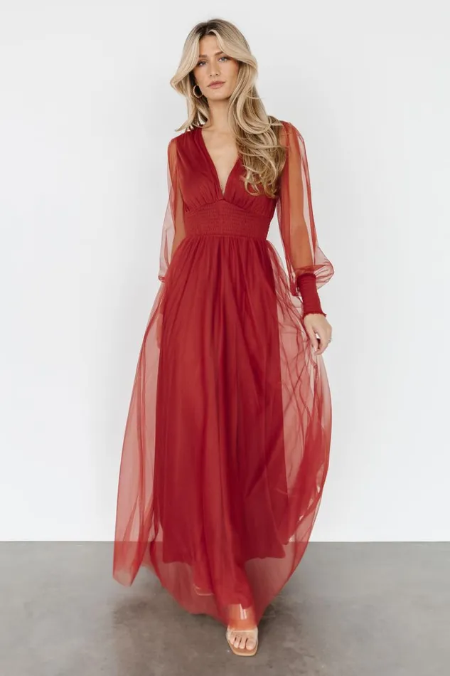 Women Layla Tulle Maxi Dress Terracotta Baltic Born Maxi Dresses