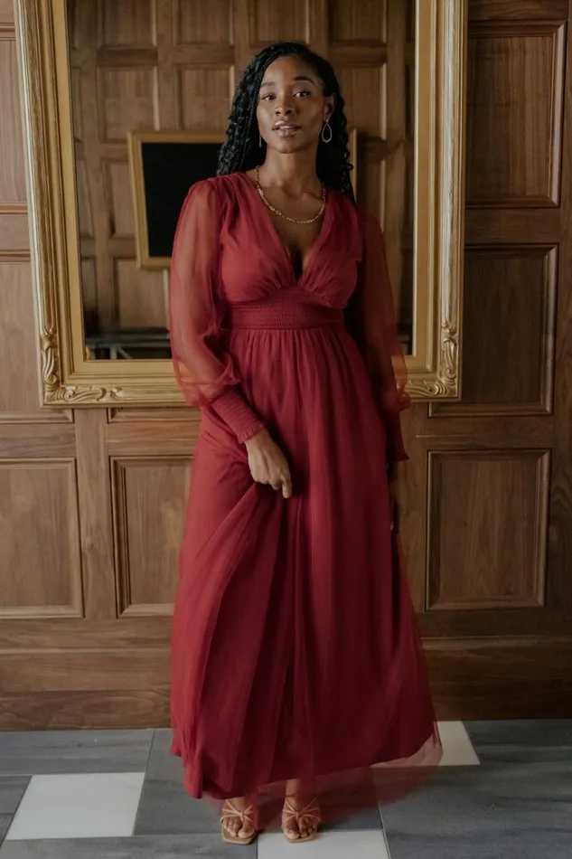 Women Layla Tulle Maxi Dress Terracotta Baltic Born Maxi Dresses