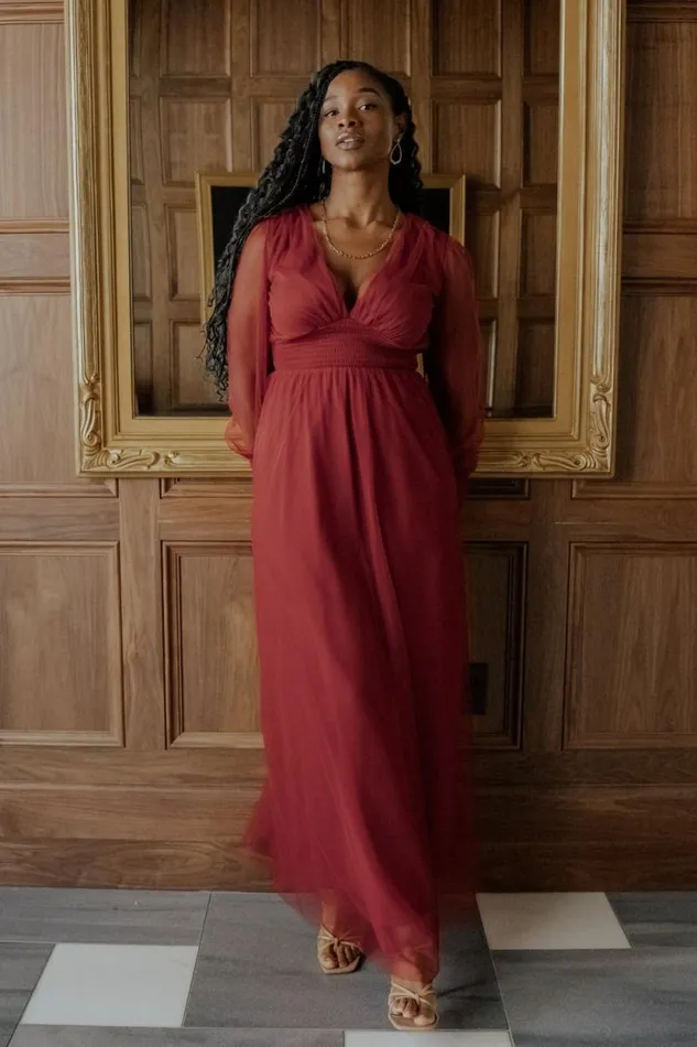 Women Layla Tulle Maxi Dress Terracotta Baltic Born Maxi Dresses