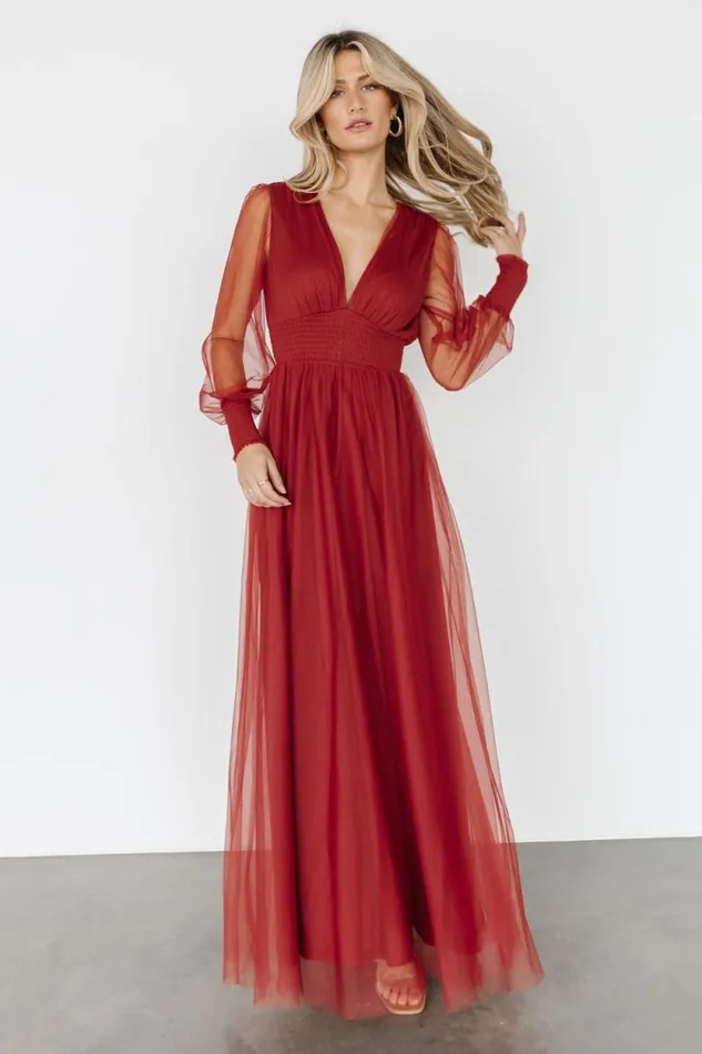 Women Layla Tulle Maxi Dress Terracotta Baltic Born Maxi Dresses