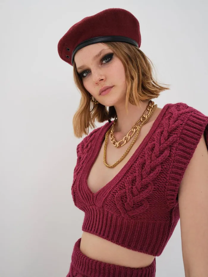 Women Layton Cropped Vest Red For Love and Lemons Tops