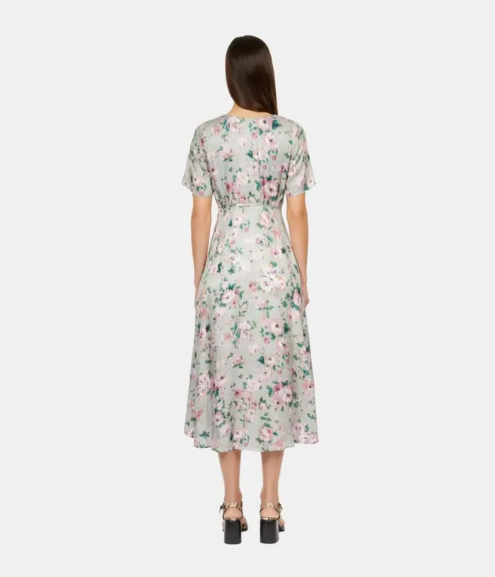 Women Light Green Long Floral Print Dress With Buttons THE KOOPLES Dresses and Jumpsuits Women Light Green Long Floral Print Dress With Buttons THE KOOPLES Dresses and Jumpsuits
