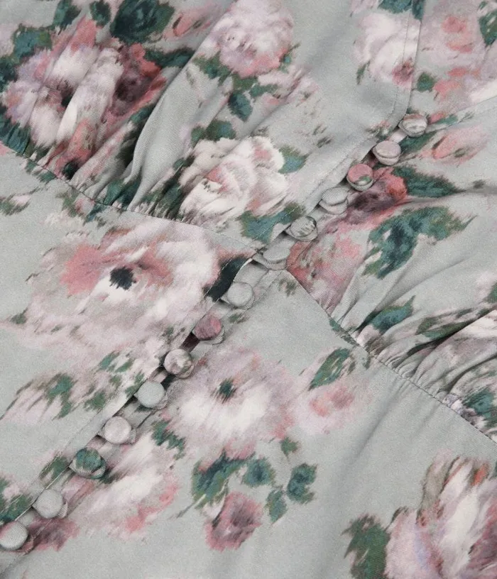Women Light Green Long Floral Print Dress With Buttons THE KOOPLES Dresses and Jumpsuits Women Light Green Long Floral Print Dress With Buttons THE KOOPLES Dresses and Jumpsuits