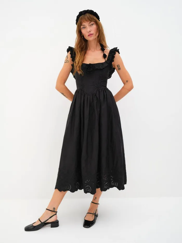 Women Lindsey Midi Dress Black For Love and Lemons Dresses