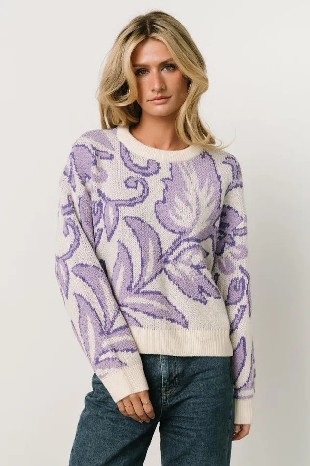 Women Livy Knit Sweater Lilac Print Baltic Born Sweaters