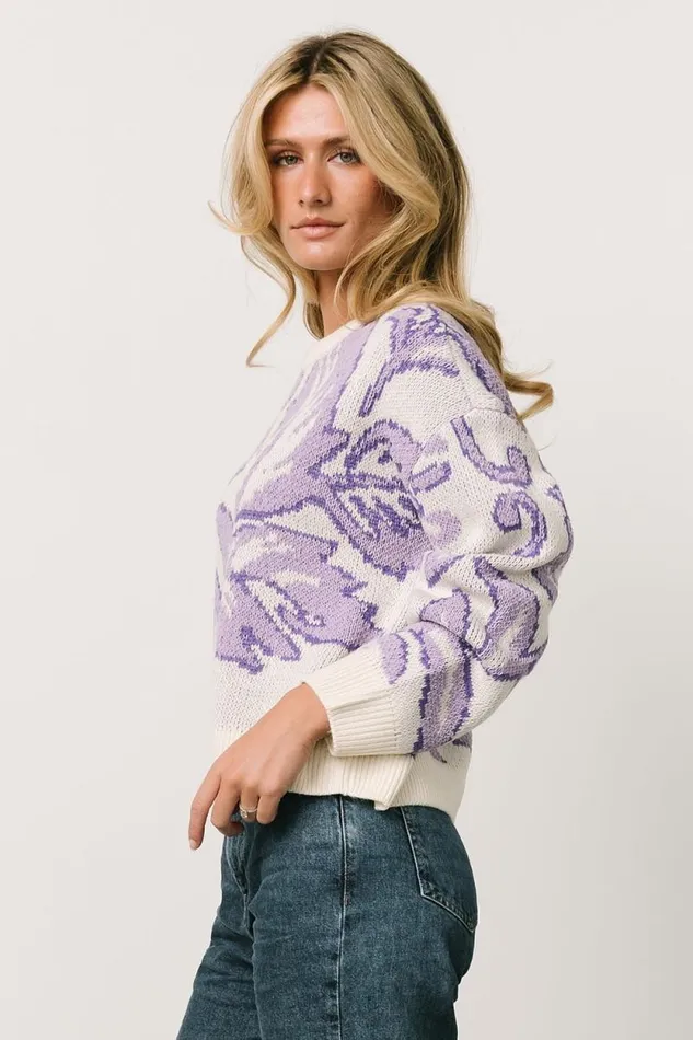 Women Livy Knit Sweater Lilac Print Baltic Born Sweaters