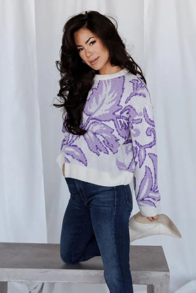 Women Livy Knit Sweater Lilac Print Baltic Born Sweaters