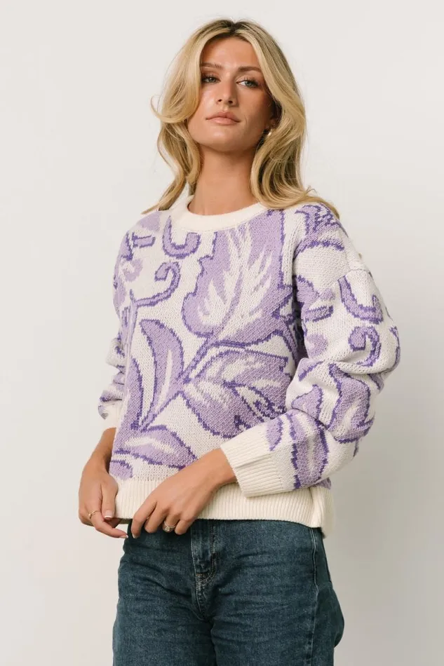 Women Livy Knit Sweater Lilac Print Baltic Born Sweaters