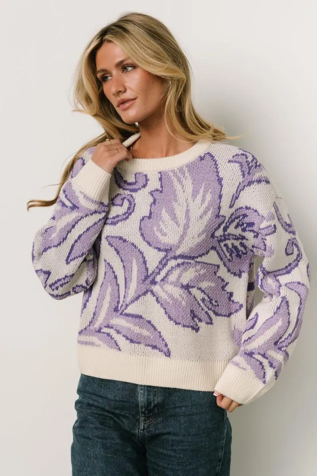 Women Livy Knit Sweater Lilac Print Baltic Born Sweaters