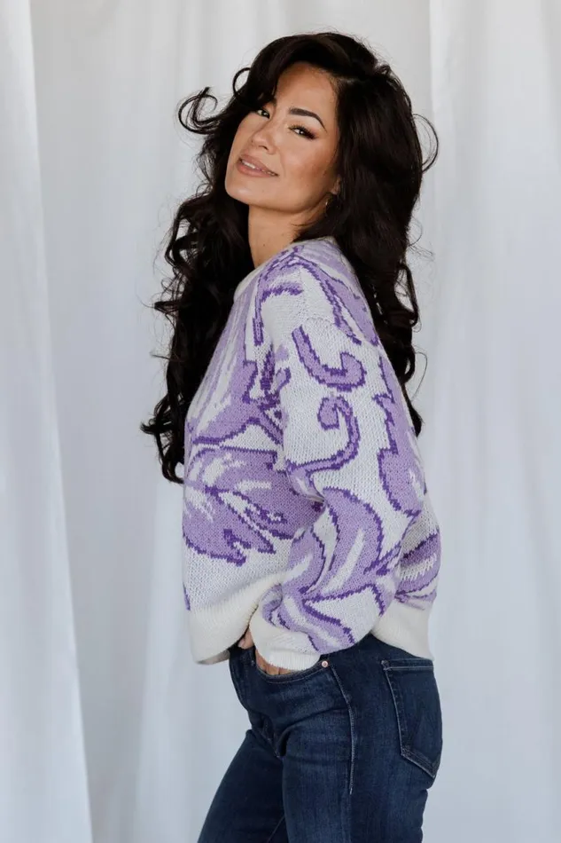 Women Livy Knit Sweater Lilac Print Baltic Born Sweaters