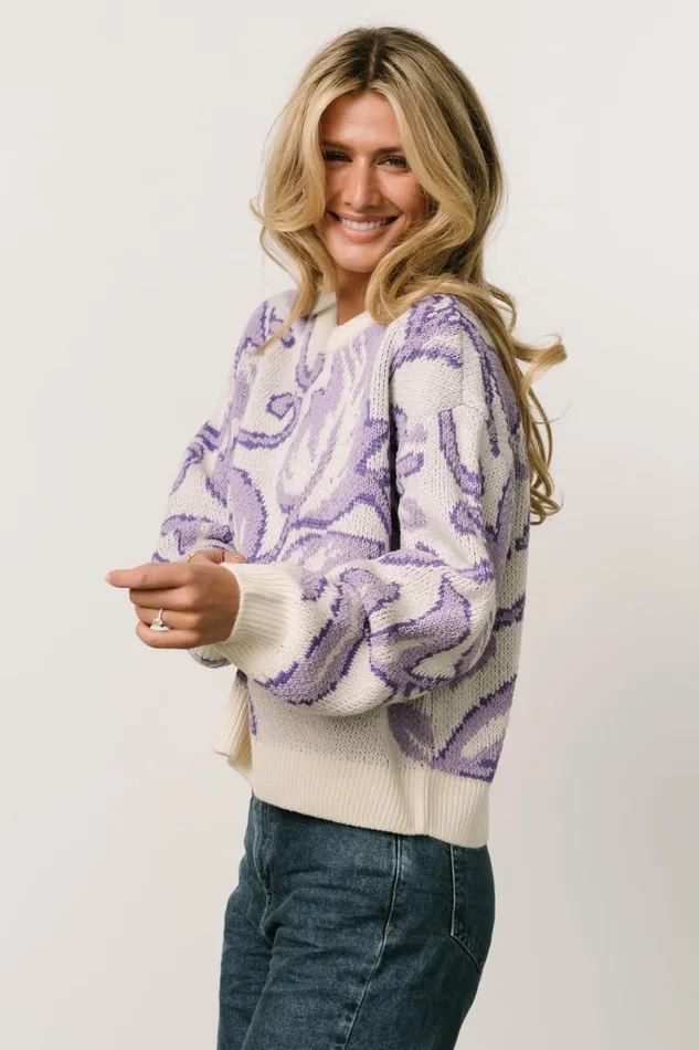 Women Livy Knit Sweater Lilac Print Baltic Born Sweaters