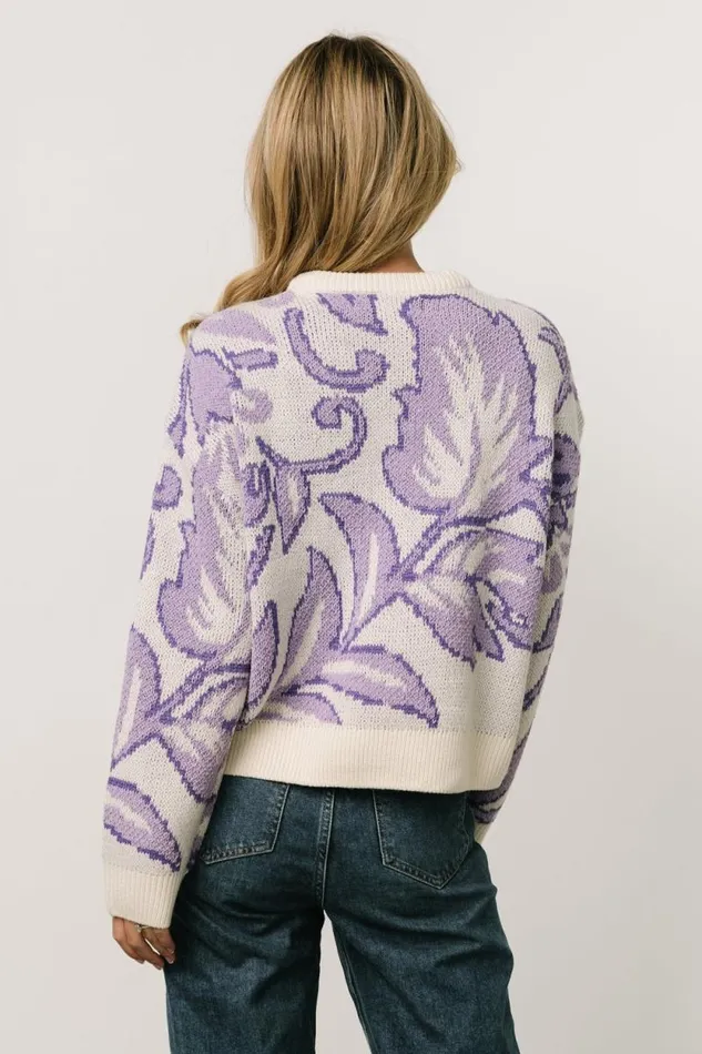 Women Livy Knit Sweater Lilac Print Baltic Born Sweaters