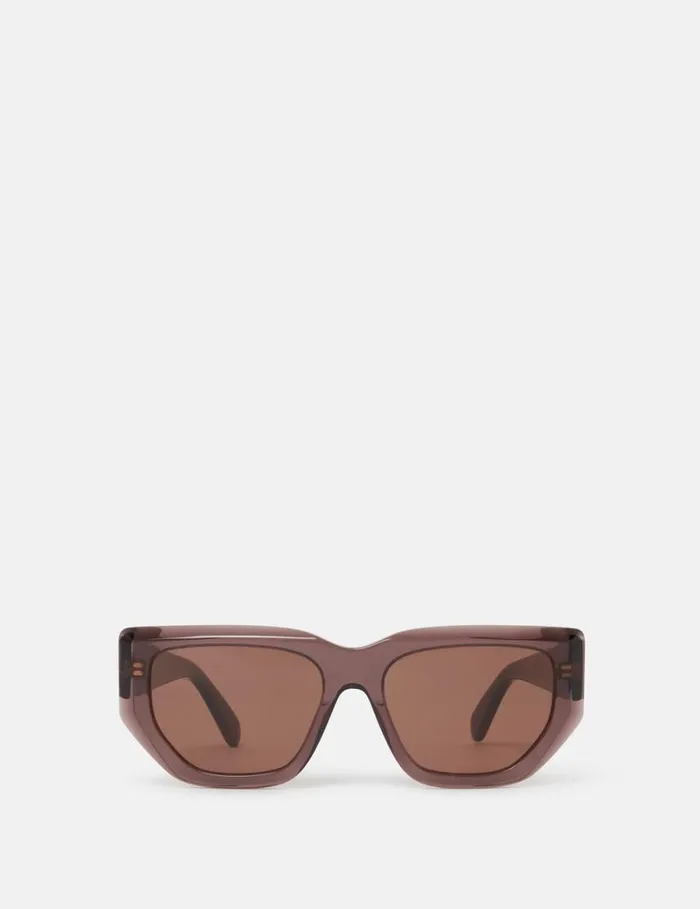 Women Logo CatEye Sunglasses Glossy Dark Chocolate And Gold Stella McCartney Sunglasses