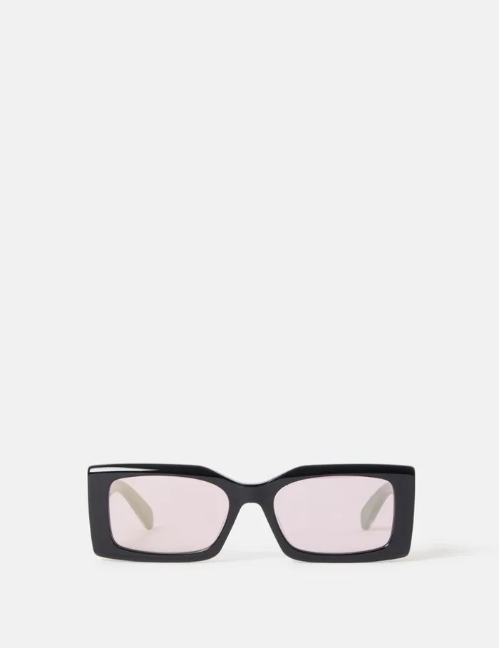 Women LogoEngraved Rectangular Sunglasses Black Stella McCartney Sunglasses