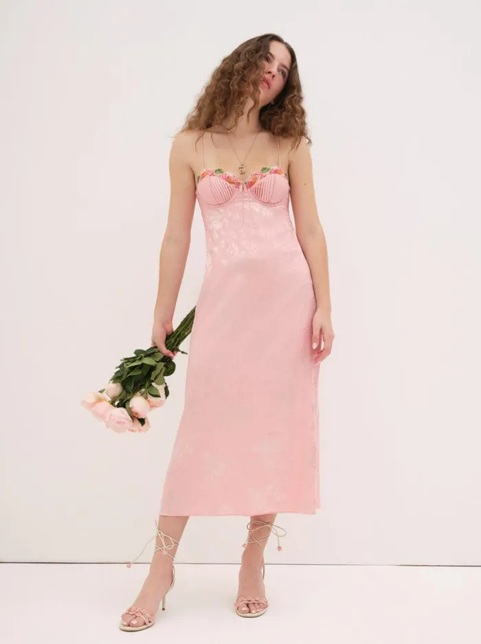 Women Lola Midi Slip Dress Pink For Love and Lemons Dresses