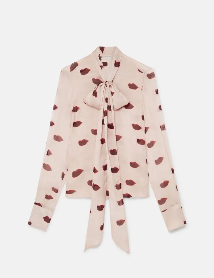 Women LongSleeve Lips Print Top Dusty Pink And Red Stella McCartney Shirts And Tops