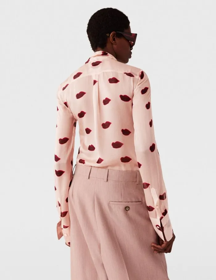 Women LongSleeve Lips Print Top Dusty Pink And Red Stella McCartney Shirts And Tops Women LongSleeve Lips Print Top Dusty Pink And Red Stella McCartney Shirts And Tops