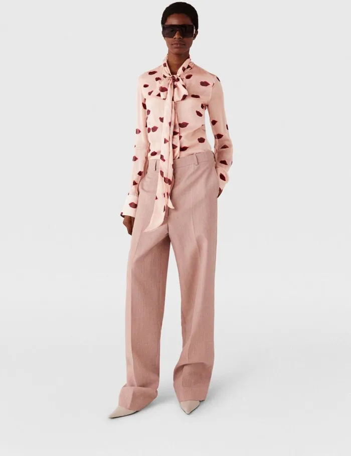 Women LongSleeve Lips Print Top Dusty Pink And Red Stella McCartney Shirts And Tops Women LongSleeve Lips Print Top Dusty Pink And Red Stella McCartney Shirts And Tops
