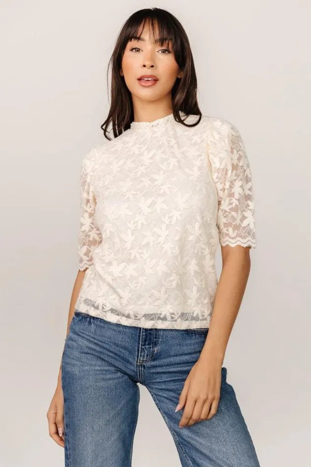 Women Lottie Lace Top Cream Baltic Born Blouses and Shirts
