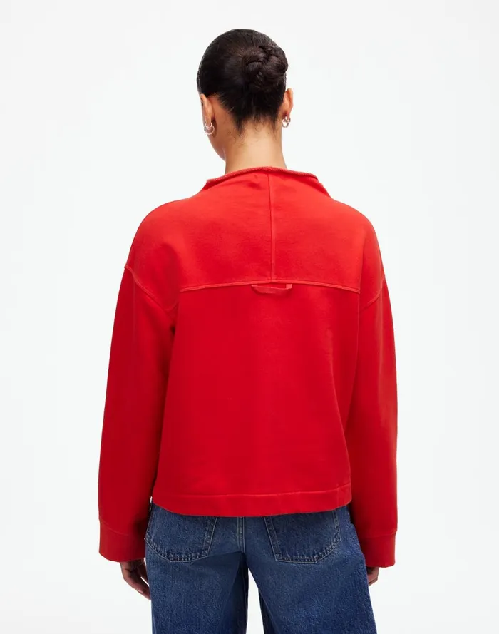 Women Loungewear Madewell LongSleeve FunnelNeck Sweatshirt Bright Cherry