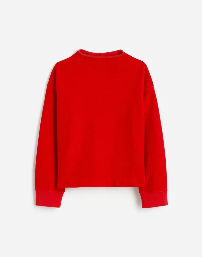 Women Loungewear Madewell LongSleeve FunnelNeck Sweatshirt Bright Cherry