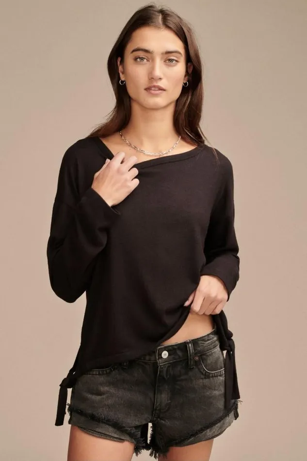 Women Lucky Brand All Tops Cloud Jersey Bubble Top Jet Black