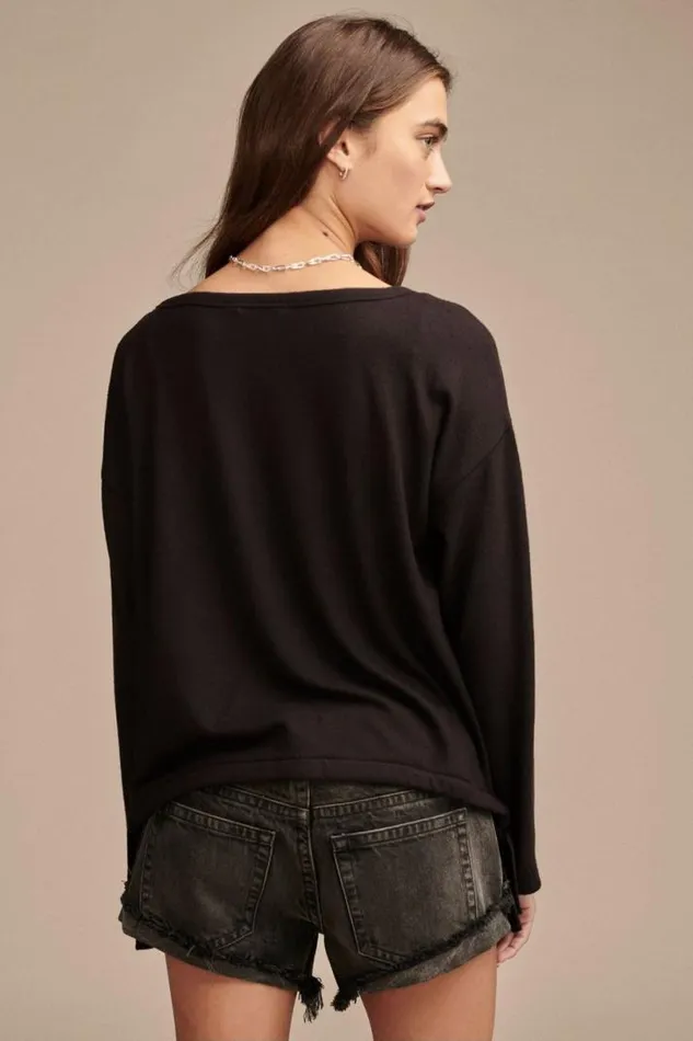 Women Lucky Brand All Tops Cloud Jersey Bubble Top Jet Black