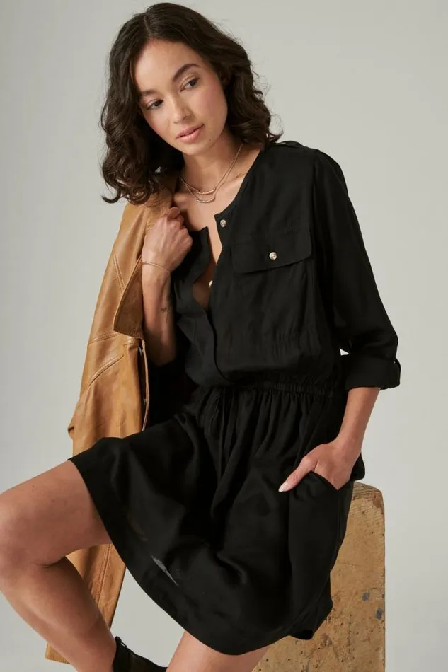 Women Lucky Brand Dresses Relaxed Surplus Shirtdress Meteorite