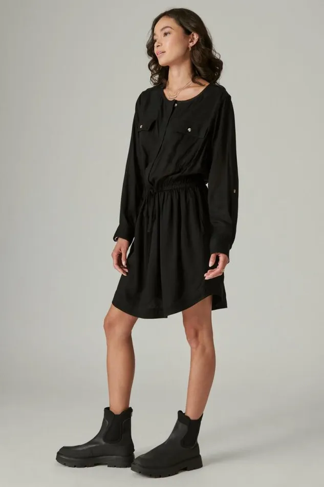 Women Lucky Brand Dresses Relaxed Surplus Shirtdress Meteorite
