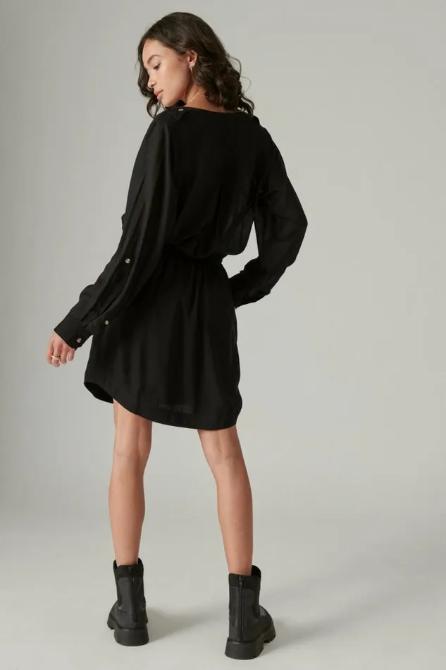 Women Lucky Brand Dresses Relaxed Surplus Shirtdress Meteorite