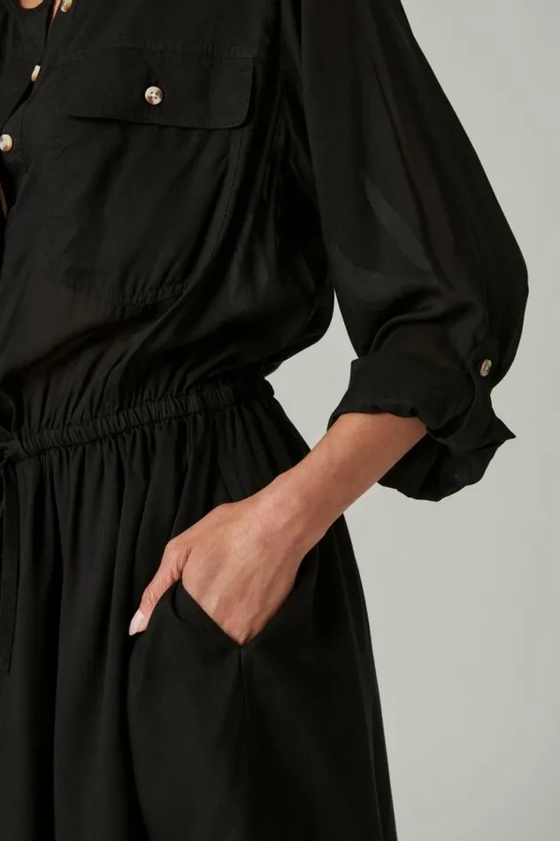 Women Lucky Brand Dresses Relaxed Surplus Shirtdress Meteorite