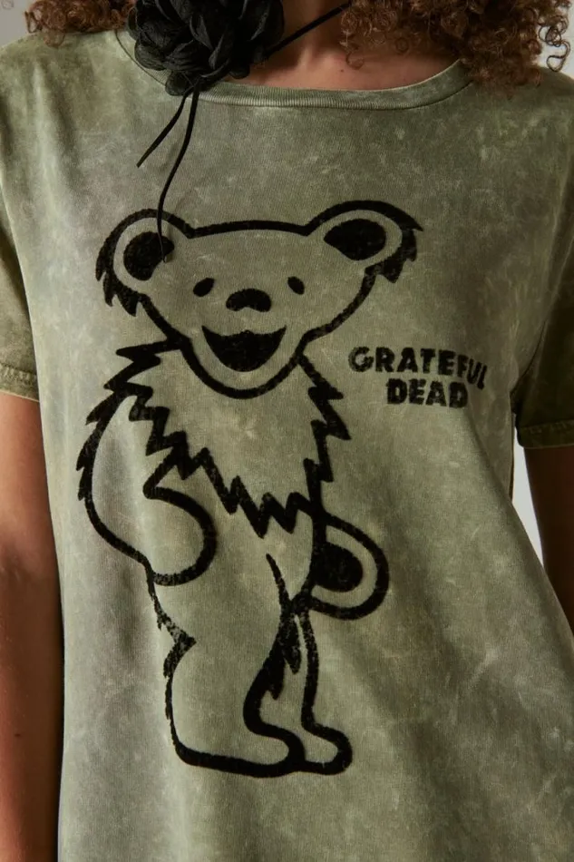 Women Lucky Brand Graphic Tees Grateful Dead Dancing Bear Laurel Wreath