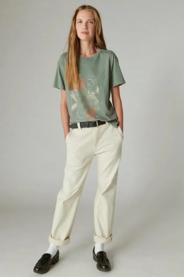 Women Lucky Brand Graphic Tees Sagittarius Boyfriend Tee Laurel Wreath