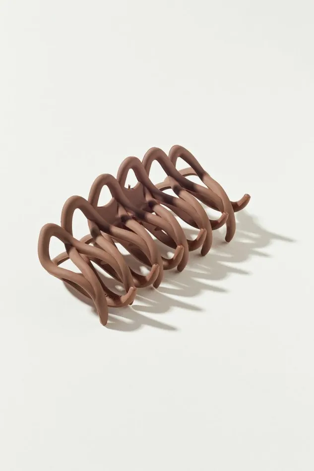 Women Lucky Brand Hair Accessories Criss Cross Claw Clip Dark Brown