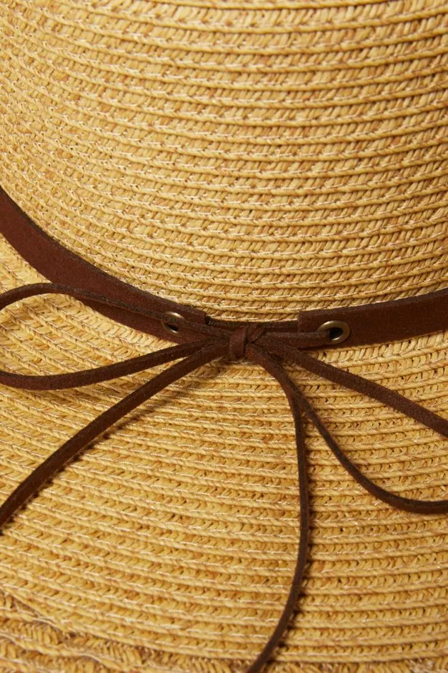 Women Lucky Brand Hats Woven Boater With Leather Tie Medium Brown Women Lucky Brand Hats Woven Boater With Leather Tie Medium Brown