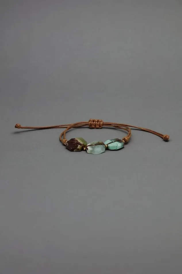 Women Lucky Brand Jewelry Amazonite Threaded Pull Bracelet Gold