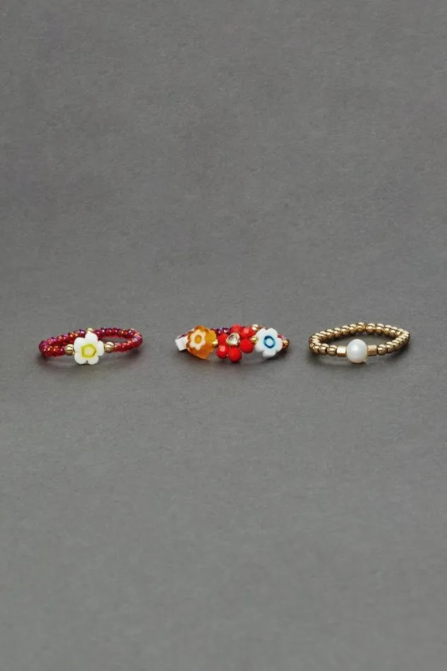 Women Lucky Brand Jewelry Beaded Camp Daisy Ring Gold
