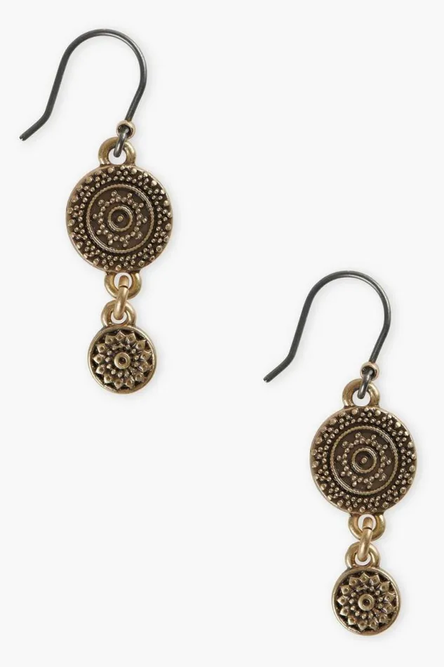 Women Lucky Brand Jewelry Etched Drop Earrings Gold