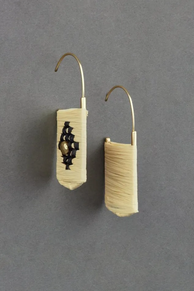 Women Lucky Brand Jewelry Geometric Rafia Woven Threader Earring Gold