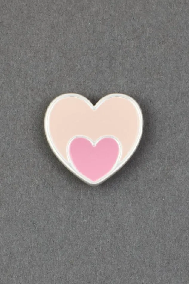 Women Lucky Brand Jewelry Heart Enamel Pin Silver