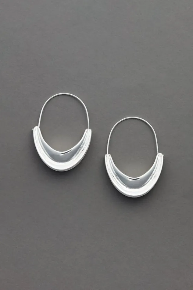 Women Lucky Brand Jewelry High Shine Modern Hoop Silver