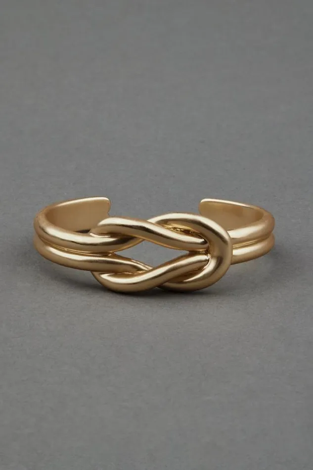 Women Lucky Brand Jewelry Knotted Cuff Bracelet Gold