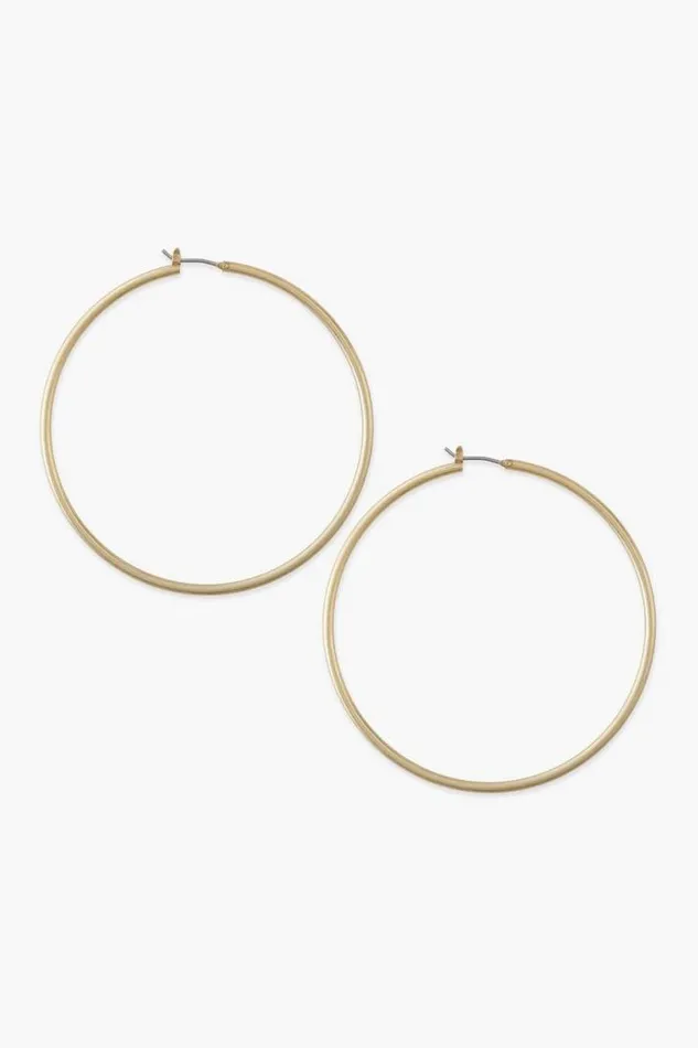 Women Lucky Brand Jewelry Large Skinny Hoop Earrings Gold