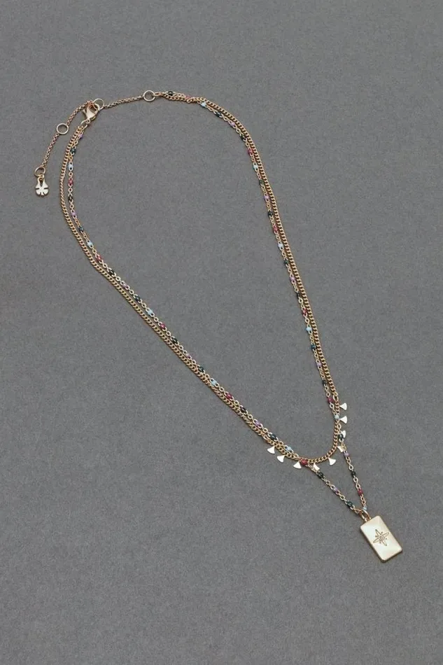 Women Lucky Brand Jewelry Pendant Layer Necklace Gold