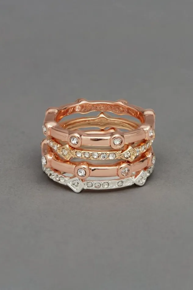 Women Lucky Brand Jewelry Rose Gold Ring Stack Rose Gold