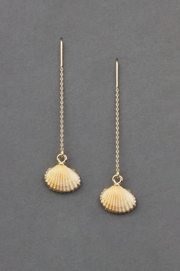 Women Lucky Brand Jewelry Shell Threader Earring Gold
