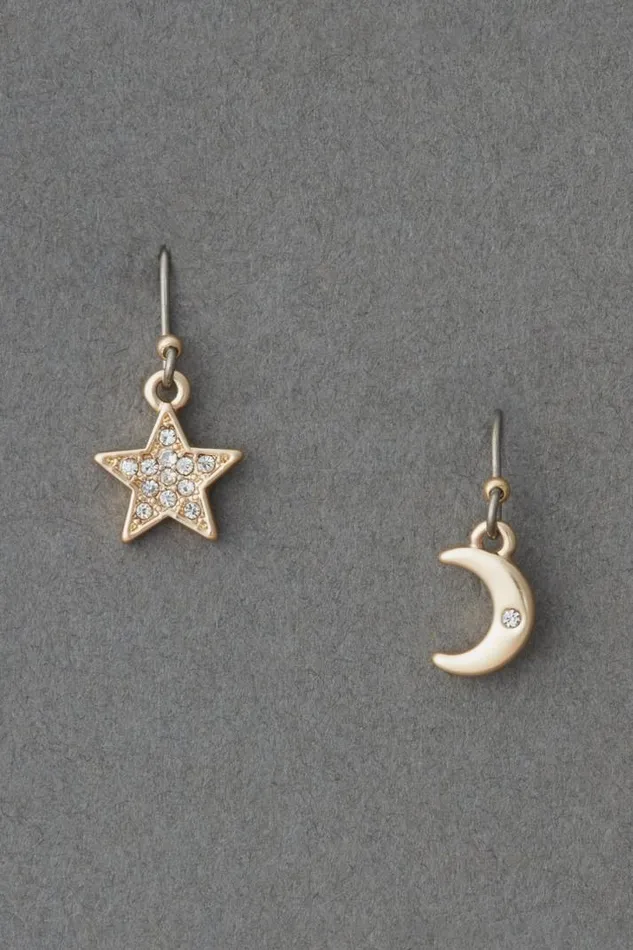 Women Lucky Brand Jewelry Star And Moon Earring Gold